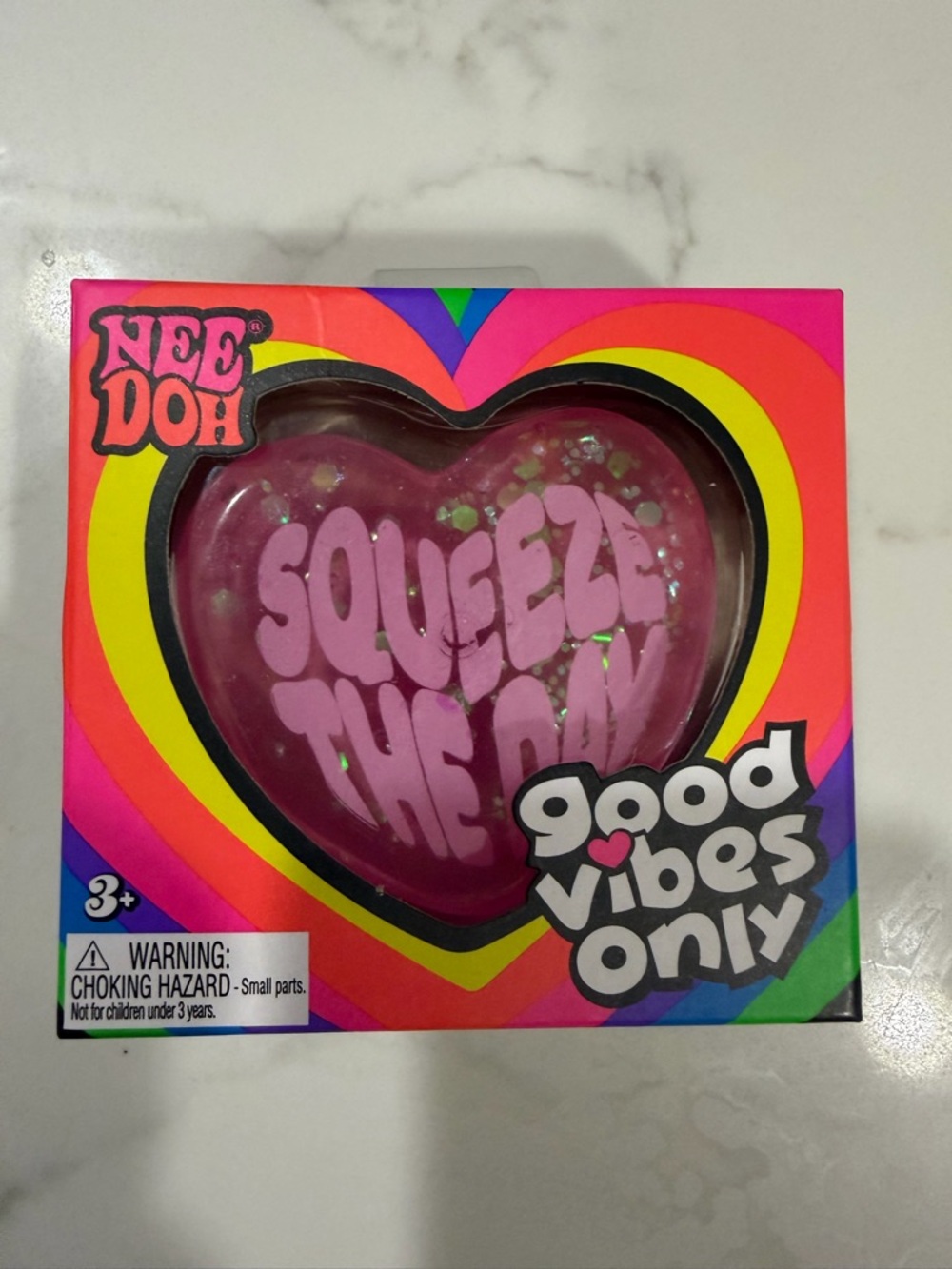 Schylling NEEDOH Good Vibes Only glitter heart - pink “Squeeze the Day” - NIB